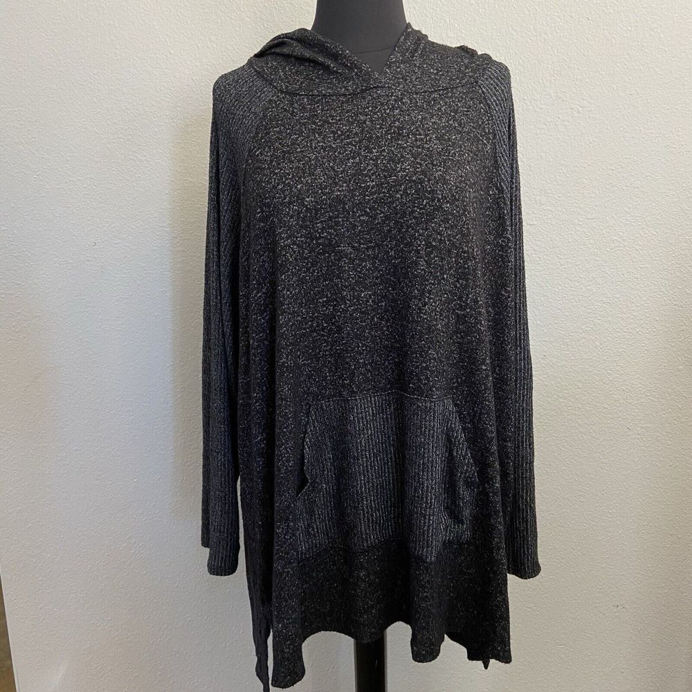 Moa Moa Women's Black Pullover Hoodie Size 3x Soft Stretch Cottage core Pocket